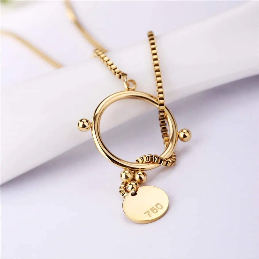Trendy Adjustable Pendant Necklace Casual Long Stainless Steel Box chain PVD Gold Filled Rose Waterproof Jewelry Wholesale | Украшения и