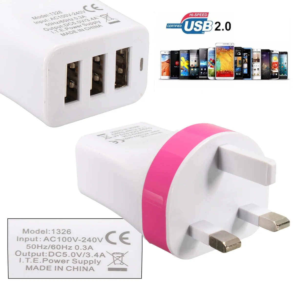 Штепсельная Вилка стандарта Великобритании 5 В 3 4 А порта USB зарядное устройство