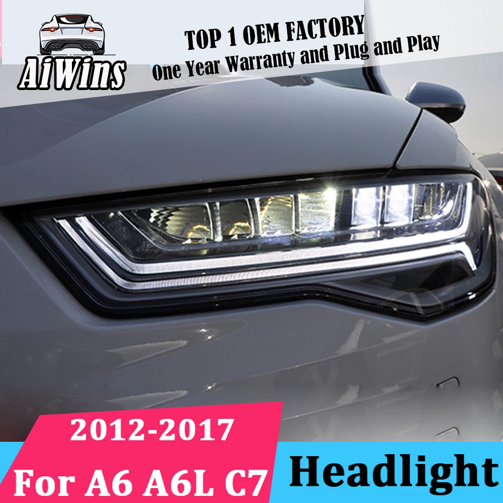 Aiwins для Audi A6 A6L C7 2012 2017 передние фары в сборе светодиодный DRL ангельские линзы