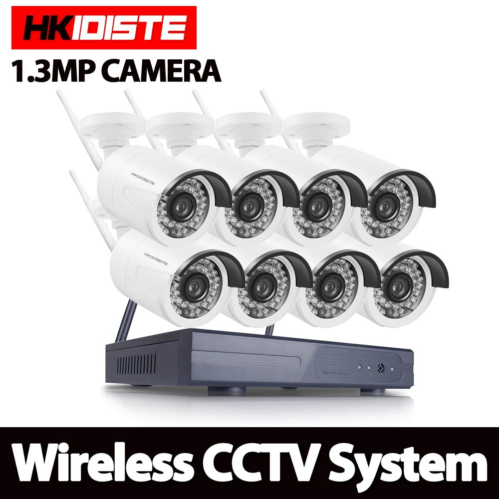 1.3MP CCTV система 1080P 8ch HD Беспроводной NVR комплект HDD Открытый ИК Ночное Видение IP Wifi