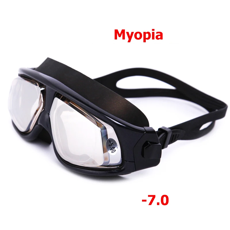 Black -700 Мужские wo мужские очки для плавания, анти-туман, защита от ультрафиолета, диоптрия, очки для плавания с рецептом, водонепроницаемая большая оправа, очки для плавания для близорукости - Цвет: Black -700