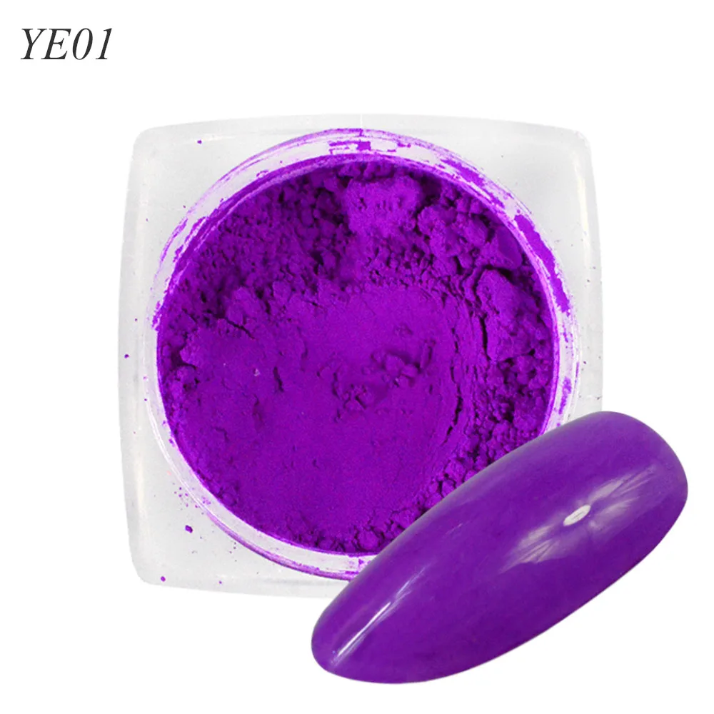 1 шт. Блестки для ногтей пудра Пыль градиент флуоресценции желтый розовый неоновый пигмент Paillette УФ гель лак Маникюр украшения JIYE-1 - Цвет: YE01