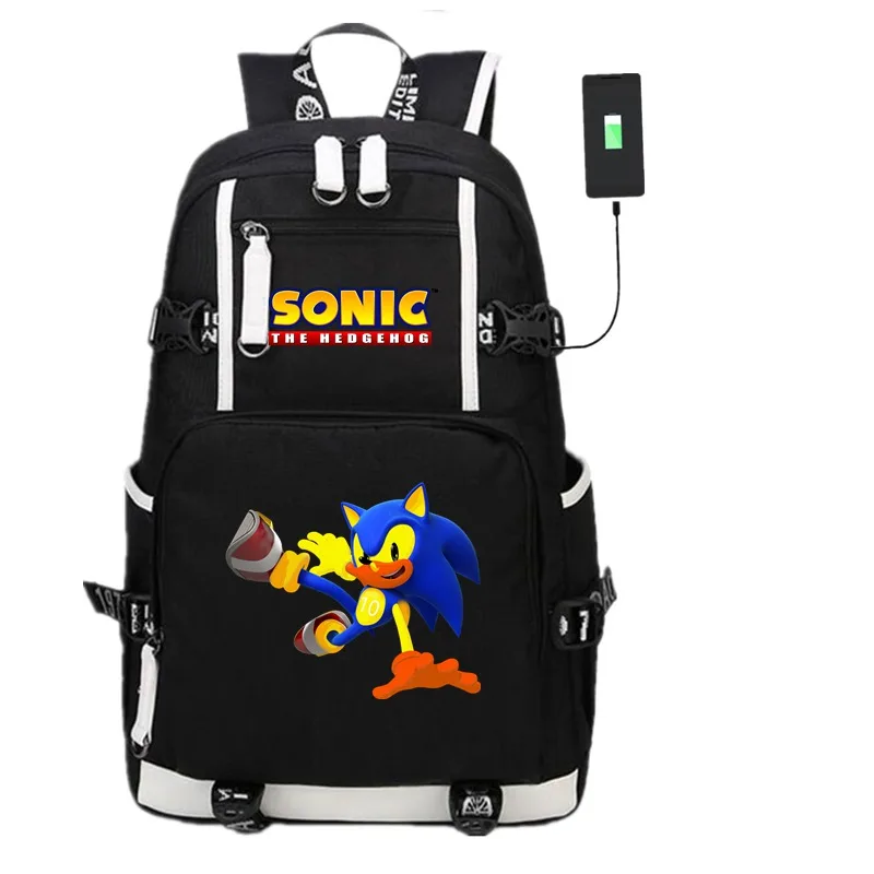KH306 Аниме игра Соник Ежик USB рюкзак косплей черный унисекс подростков дорожная сумка для ноутбука через плечо школьные сумки подарок - Цвет: KH306