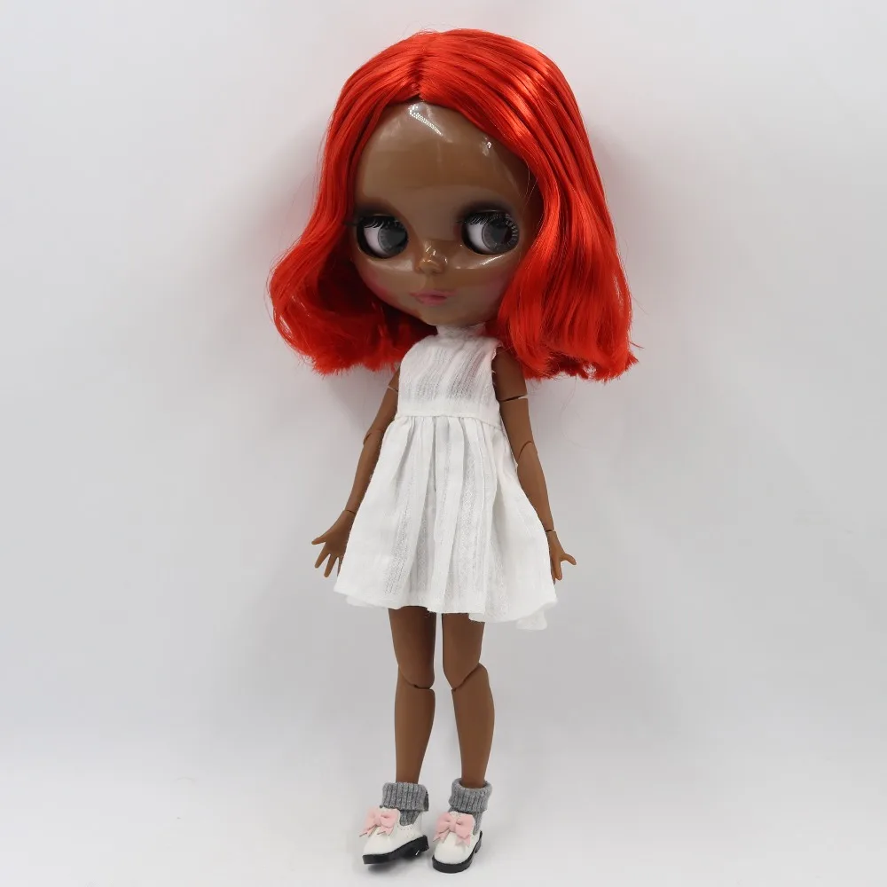 Ледяная кукла DBS Blyth супер черная кожа короткие красные волосы шарнир тела