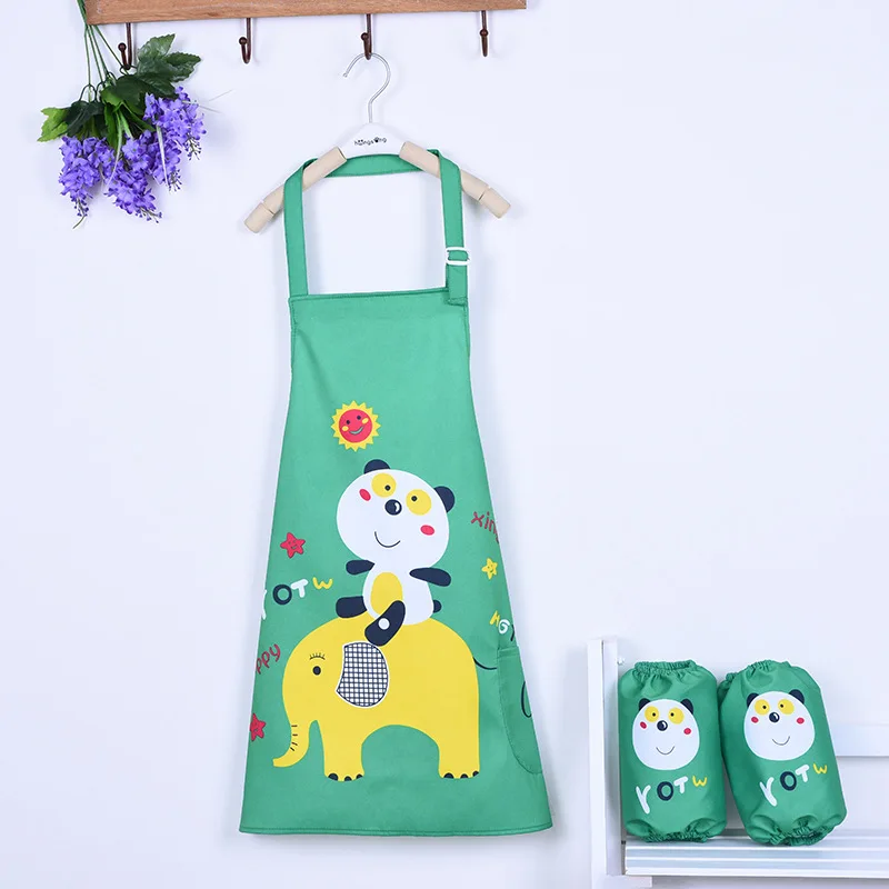height 100-150cm Водонепроницаемый фартук, детская одежда с рисунками, ученик, не носящий халат без рукавов, одежда с рисунками, забавные фартуки, детские милые фартуки - Цвет: height 100-150cm