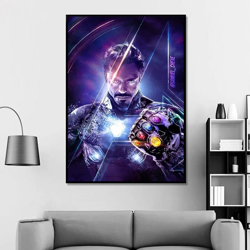Avengers Endgame Iron Man Thanos Infinity Gauntlet Movie Poster Home Decor Wall Art Canvas Painting Cnavas Print | Дом и сад
