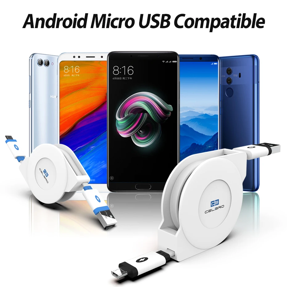 Выдвижной кабель Micro USB 3 м 2 шнур для Samsung Galaxy A3 A5 A6 2016 J3 J5 J7 2017 A7 2018 зарядный