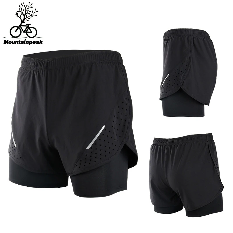 Для мужчин поддельные два беговые шорты 4 цвета мужской двойной Слои дышащая