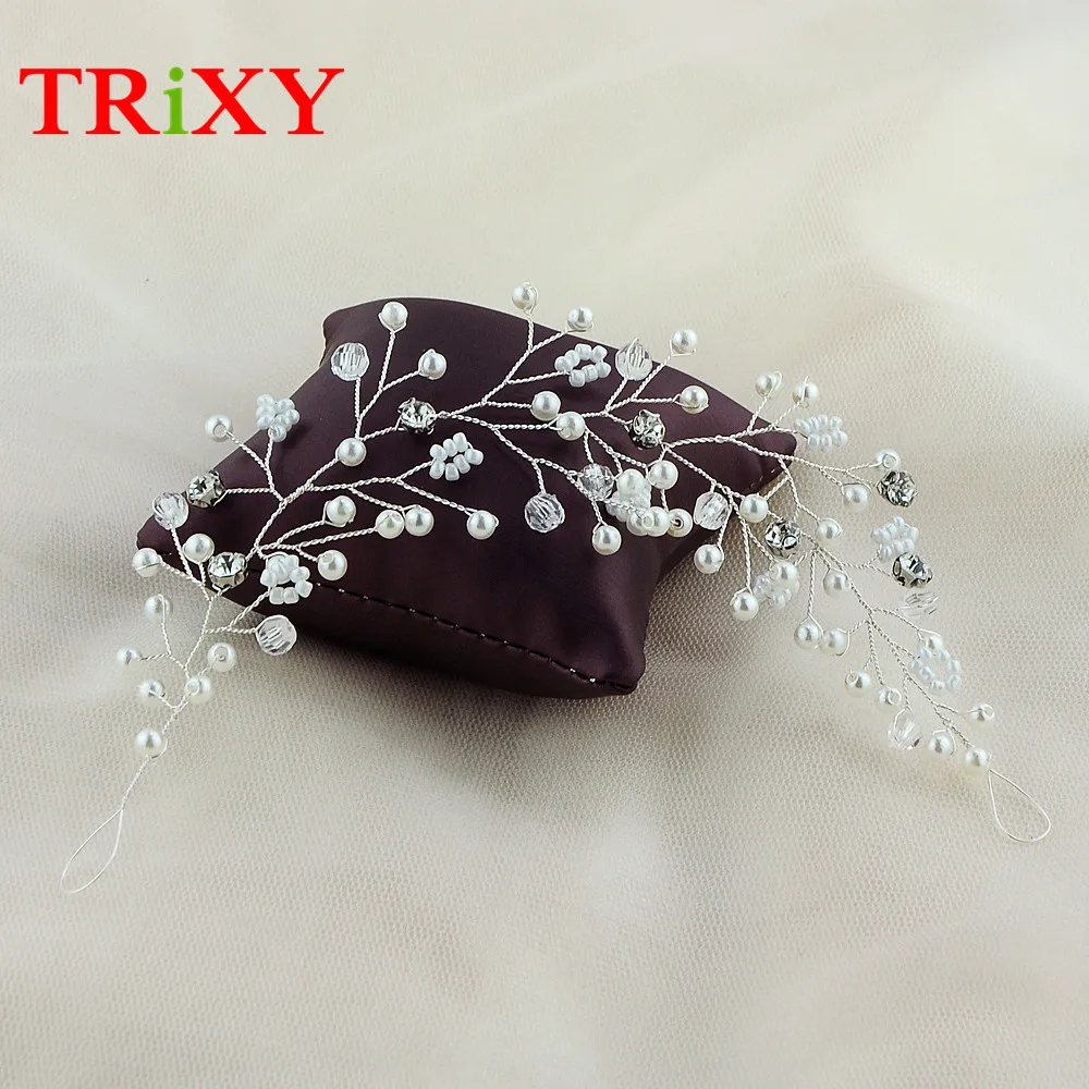 TRiXY H99 Стразы Жемчуг Свадебные аксессуары для волос свадебный головной убор жемчуг бисерный волос жемчужный гребень аксессуар для волос