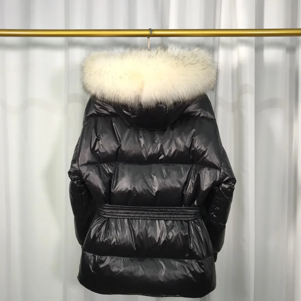Большой натуральный мех енота 2018 зимние куртки женские с капюшоном белый утиный