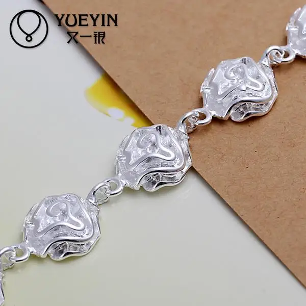 Очаровательные браслеты звенья цепи посеребренный браслет для женщин мужчин