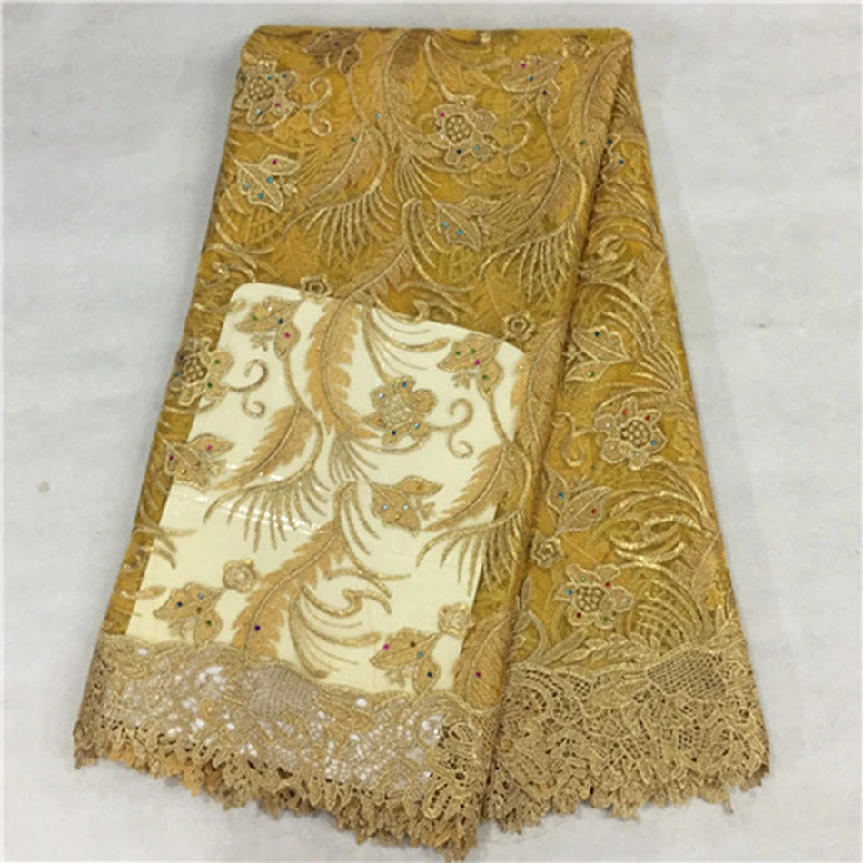 5 ярдов/партия) Африканское кружево с камнями текстильная кружевная ткань