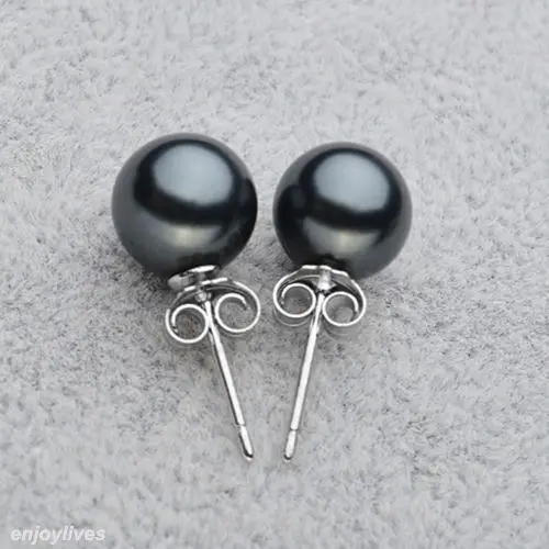 9 пар 10 мм черные белые розовые фиолетовые серые жемчужные серьги-гвоздики на