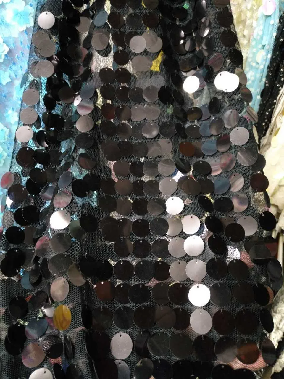 

New design French Net Sequin Lace Fabric 2017 Latest african Gold sequence lace fabric with embroidery tulle fabric M10193