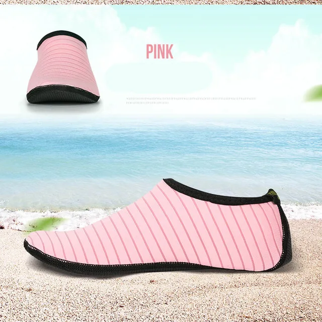 Pink Летняя мужская и женская обувь для плавания, водные виды спорта, акваноски, противоскользящая обувь, неопреновые носки размера плюс, утолщенная Нескользящая пляжная обувь - Цвет: Pink