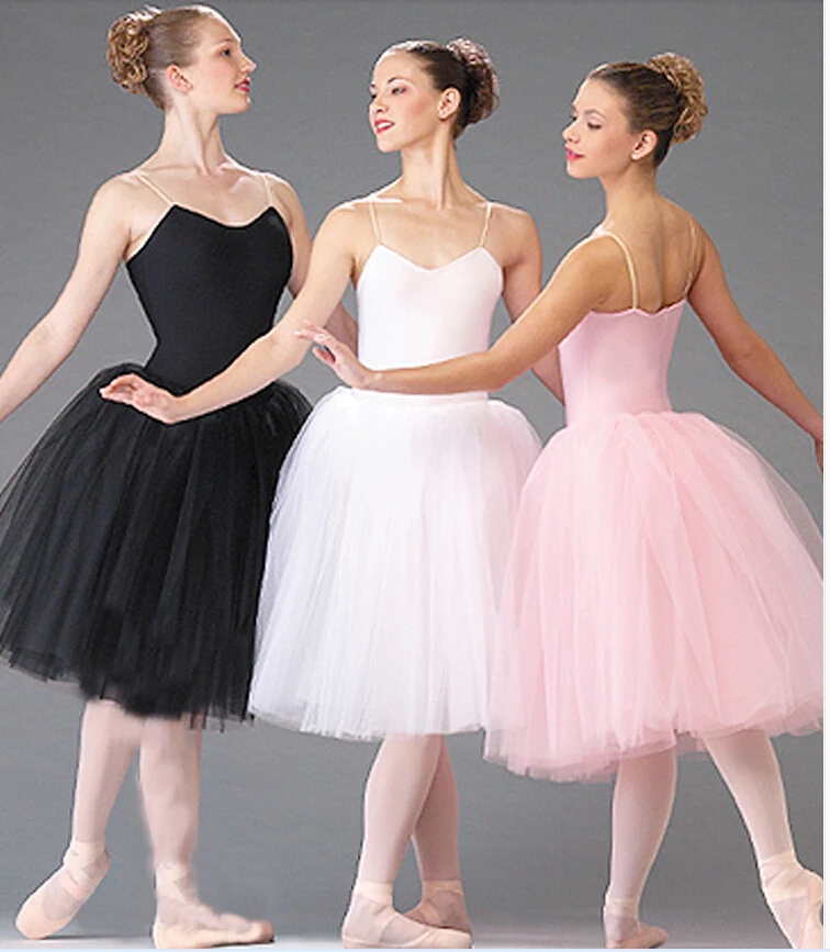 Adulto Romantico Nuovo Tutu di Balletto di Danza Gonne Pratica Costumi Cigno di Prova Per Le Donne Lungo Tulle Abiti Colore Bianco Nero Rosa