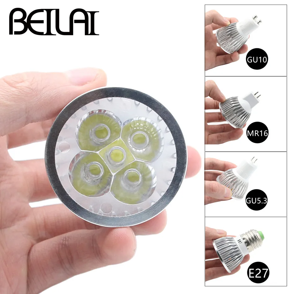 BEILAI 10 шт. диммируемая Светодиодная лампа E27 220 В 110 GU10 Светодиодный прожектор 3 Вт 4 5