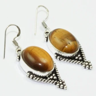 

Tiger Eye , 53 mm, Silver Overlay on Copper Earrings, E1744