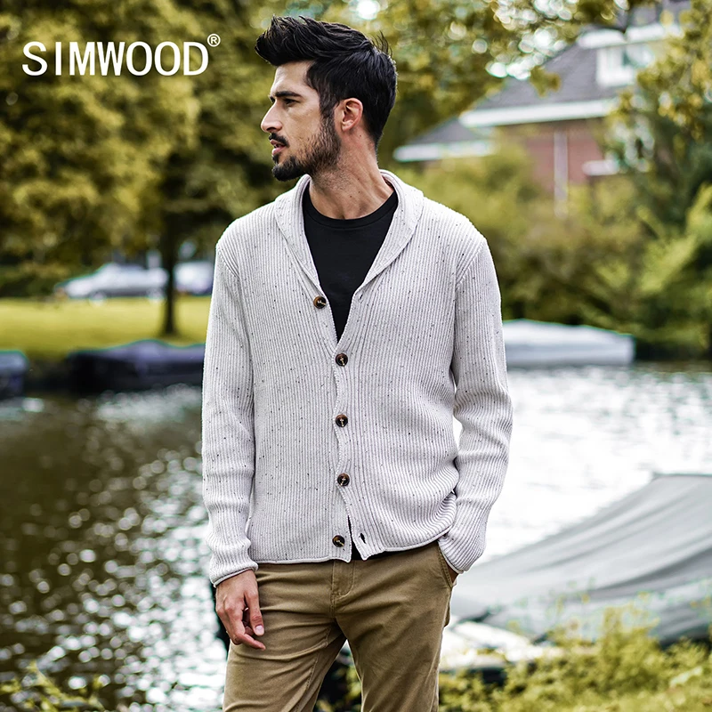SIMWOOD 2018 осень зима новый кардиган мужской повседневный Свитер Приталенный