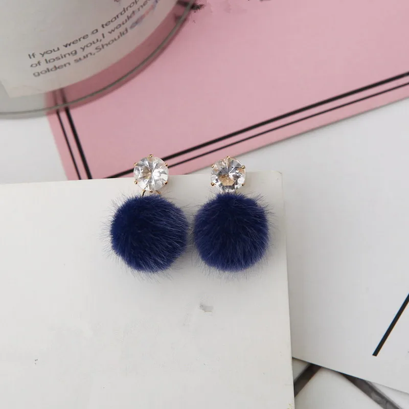 Серьги с красными кристаллами в Корейском стиле Короткие сетчатые серьги