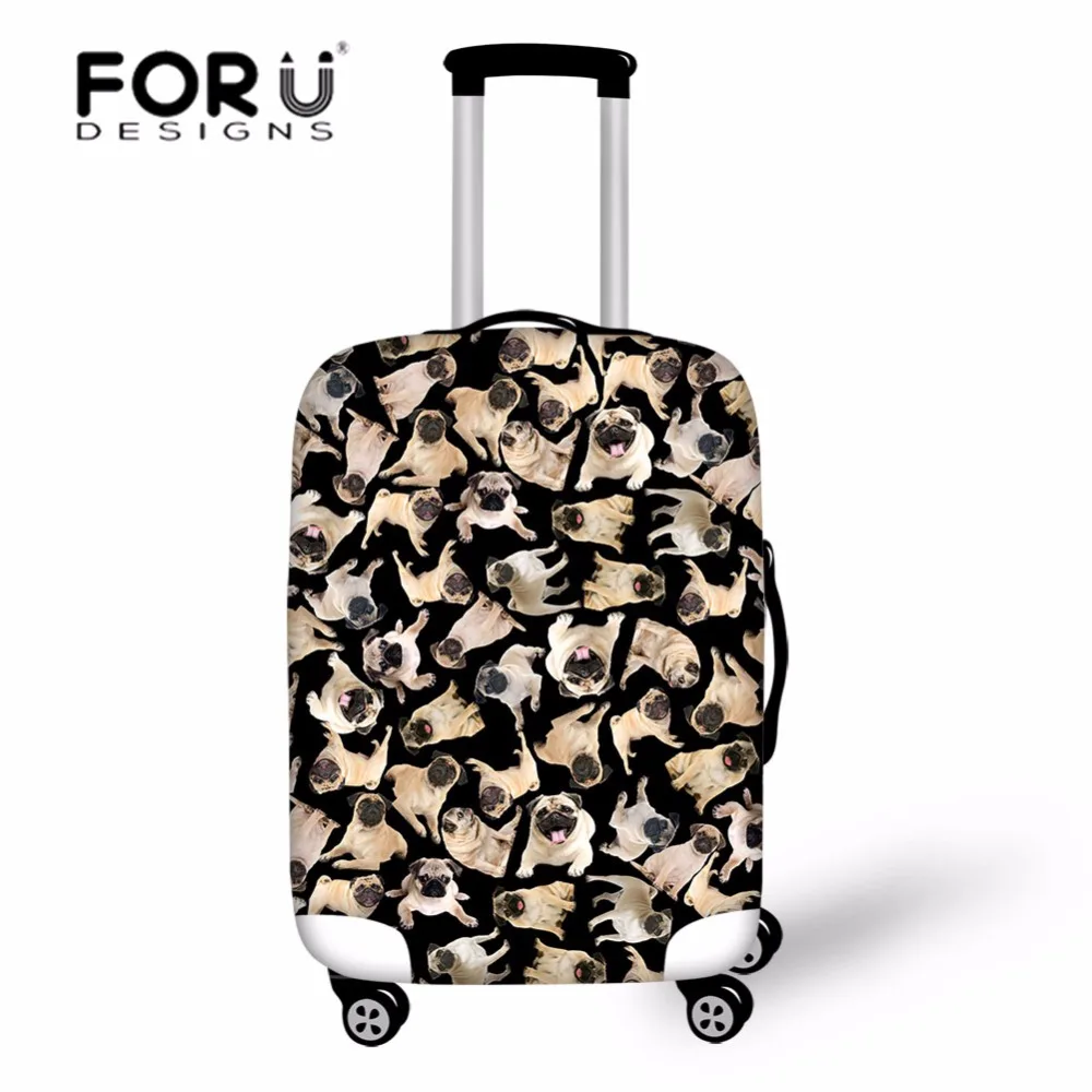 FORUDESIGNS/чехол с Мопсом для путешествий, защитный чехол для багажа, чехол с 3D принтом для собак, чехлы для путешествий, эластичный чехол для 18-30 дюймов