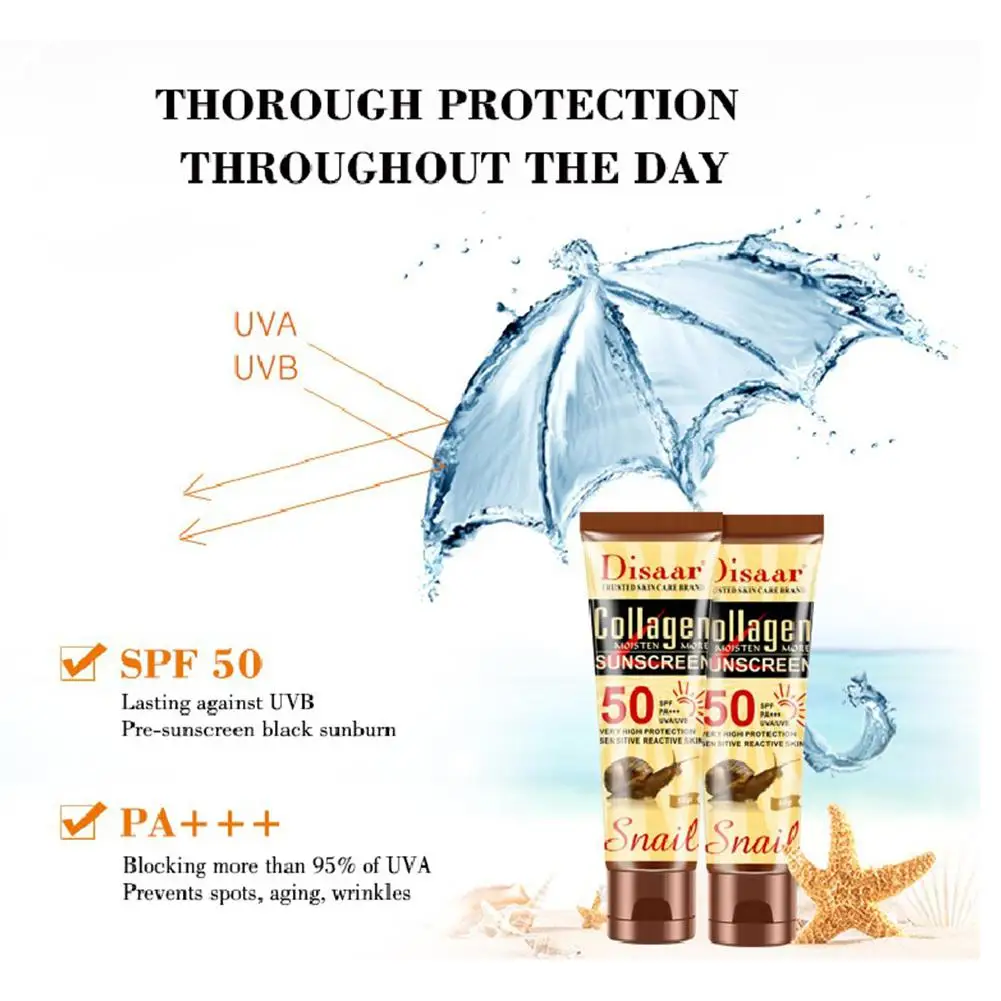 Яркий гламурный коллагеновый улиточный солнцезащитный экран SPF50++ отбеливающий крем для лица и тела, солнцезащитный крем, увлажняющий солнцезащитный крем