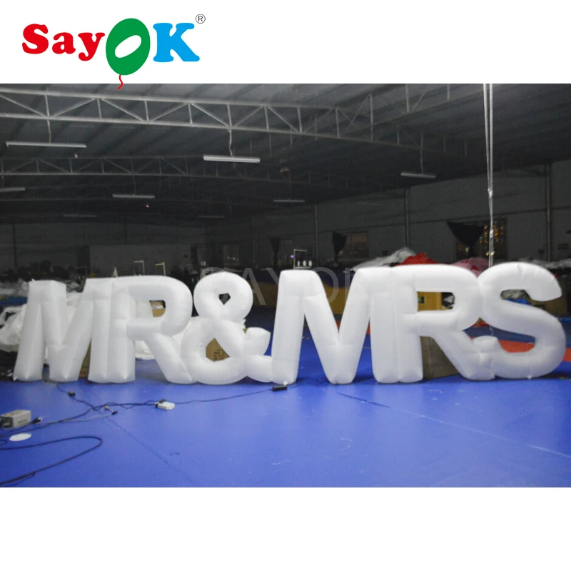 1,2 m H x 6,17 m L надувные буквы MR& MRS с светодиодный подсветкой на День святого Валентина, свадебные юбилейные праздничные украшения
