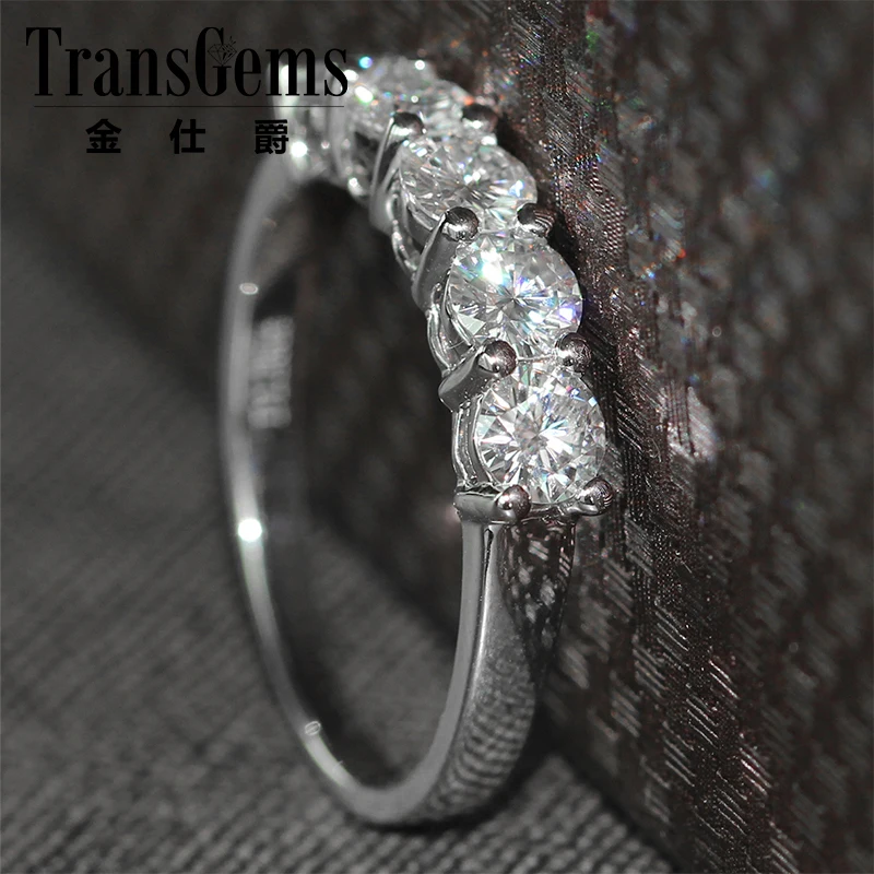 TransGems сплошной 14K белое золото 1.25CTW 4 мм FGH цветной лабораторный Выращенный