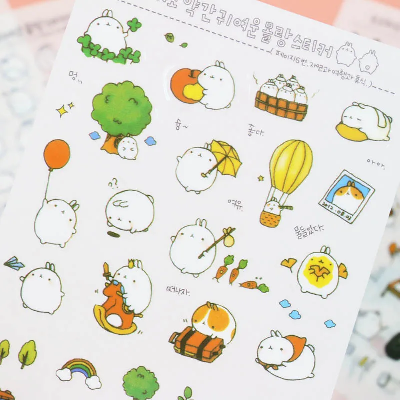 Joylong 6Pcs Cute Stickers Scrapbooking Cartoon Potato Rabbit Bts Sticker Book DIY Toys For Children Journal Album Decoration | Игрушки и