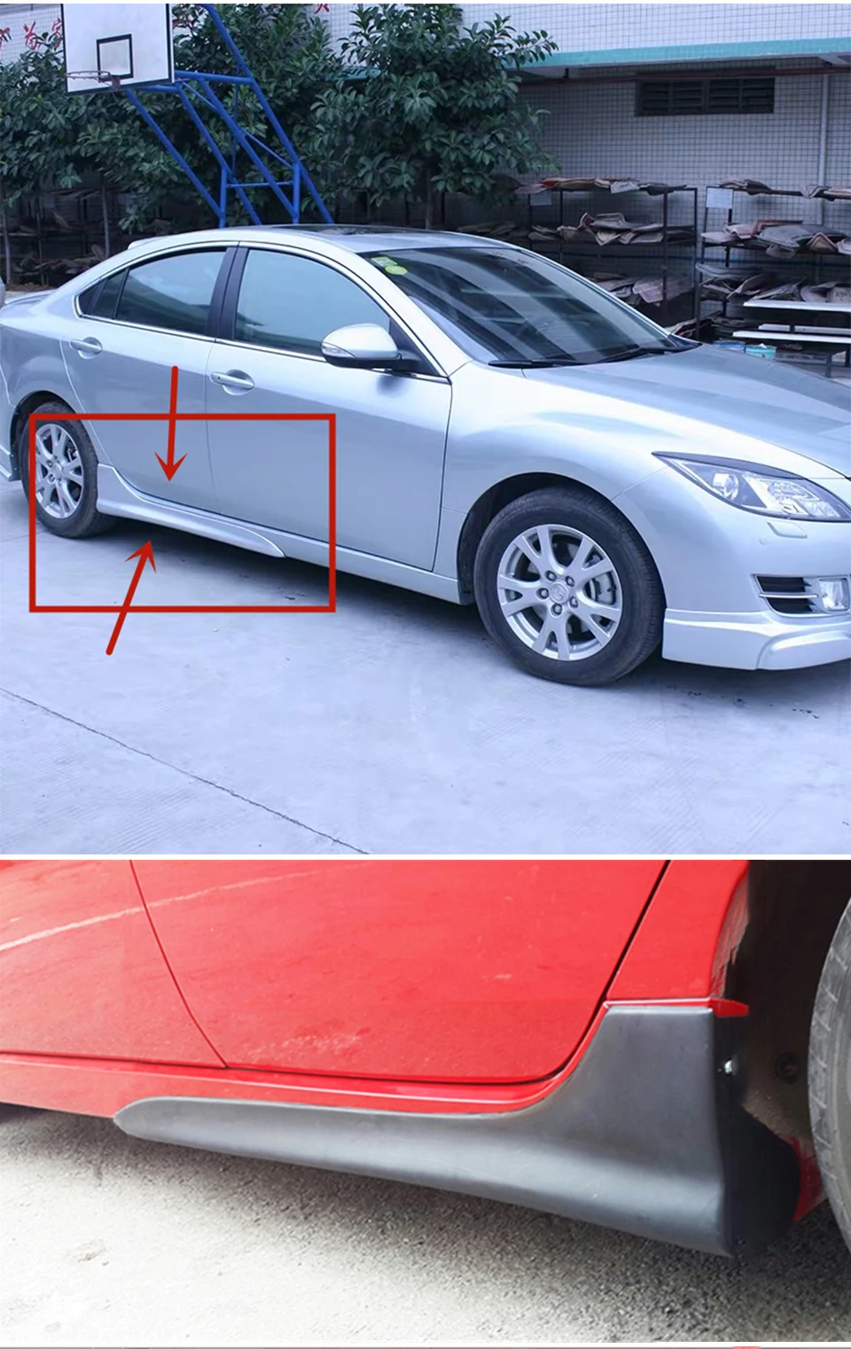 Использовать для Mazda 6 боковые юбки чехол накладки на пороги бампер губы 2009- год PP пластиковый корпус комплект спойлер переоборудование аксессуары