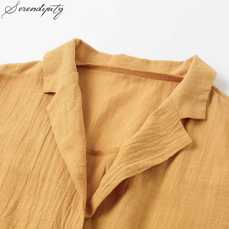 

Casual Female Cotton Playsuit Solid Linen Button Rompers Women Jumpsuit Short Sashes Ladies Streetwear Summer Overalls 2020