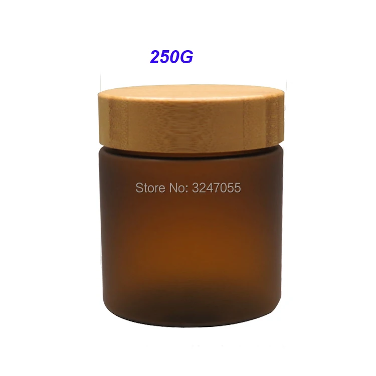 

250g/ml 20Pieces Frosted Amber Plastic Cosmetic Cream Jar with Bmaboo Lid,Empty Matte Brown Plastic Mask Containers n Bmaboo Cap