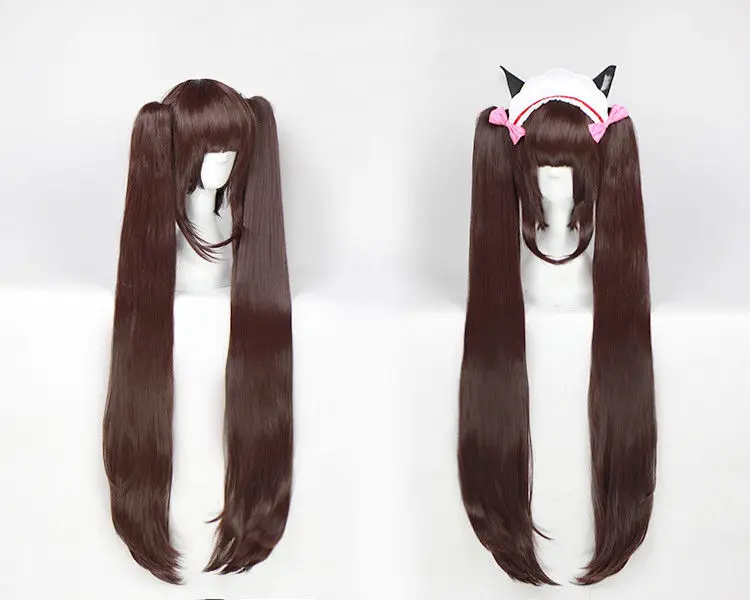 NEKOPARA Chocolat ванильный каваи длинные хвосты коричневый розовый косплей парик+ уши+ хвост+ парик шапка