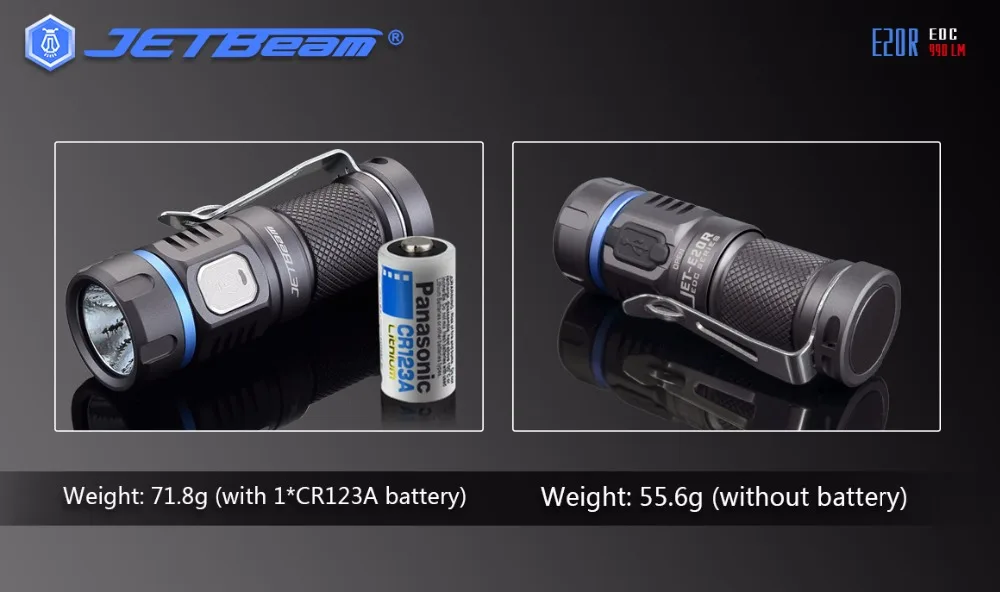 Jetbeam E20R фонарь EDC Cree SST40 N4 BC Led 990 люмен 4 модель функция памяти боковой переключатель 16340 фонарик