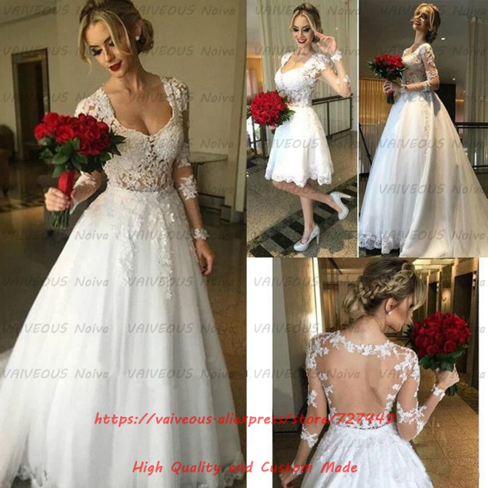 Женское свадебное платье из двух частей Vestido Noiva 2 em 1 Элегантное с аппликацией