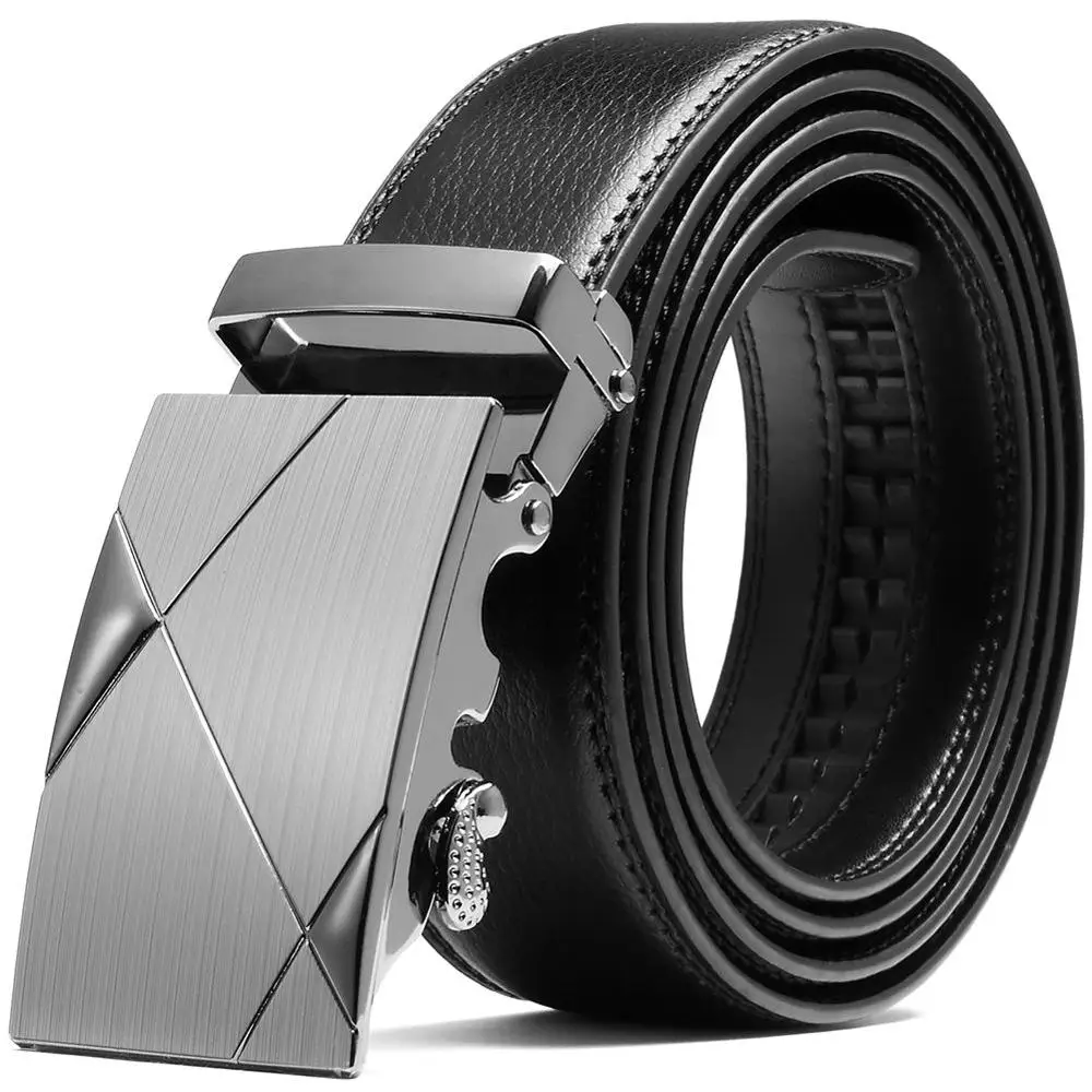 black with box Мужской ремень bolanten, ремень из натуральной кожи, мужские автоматические ремни с пряжкой, для мужчин, с подарочной коробкой, размер, регулируемый, byTrim, чтобы соответствовать - Цвет: black with box