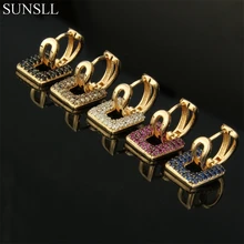 Женские медные серьги кольца SUNSLL золотого цвета с разноцветными