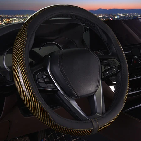 Gold HuiER 7 деревянных стилей крышка рулевого колеса автомобиля Мода для 37 38 см 1" автомобильные аксессуары Оплетка на руль ручной Бар - Название цвета: Gold
