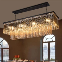 crystal luxury suspension lamp large rectangular pendant chandelier creative country style iron lamps led bulb light fixture