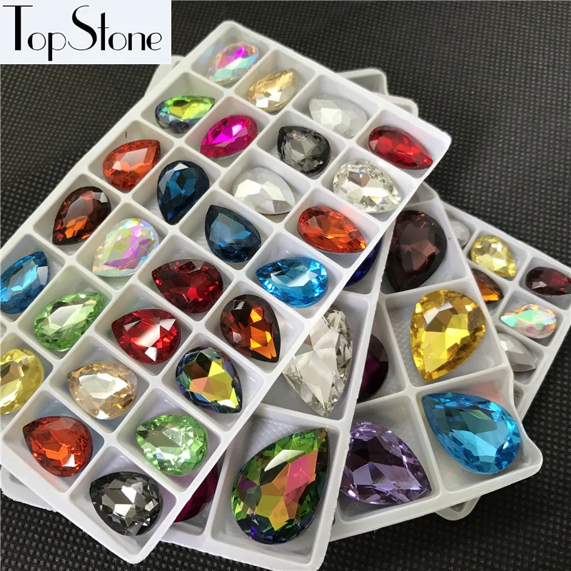 Смешанные цвета каплевидные камушки стеклянные капли с острым основанием