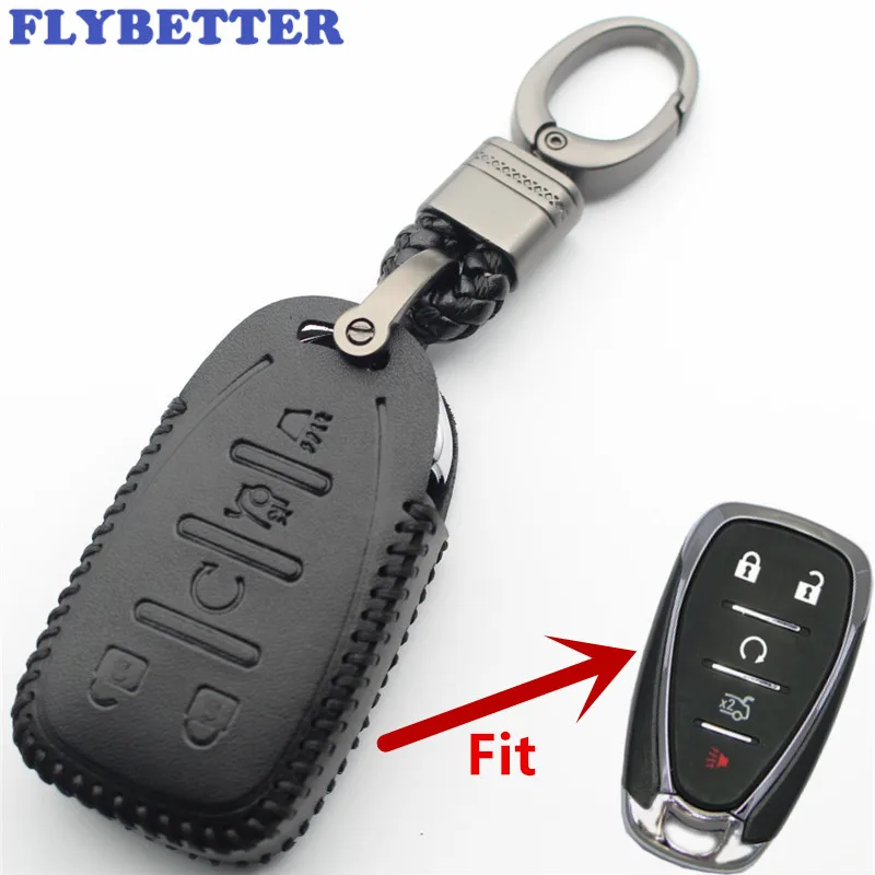 FLYBETTER пояса из натуральной кожи 5 Кнопка Автозапуск Интеллектуальный Брелок чехол для Chevrolet Malibu xl/Equinox/Camaro/Cruze L479