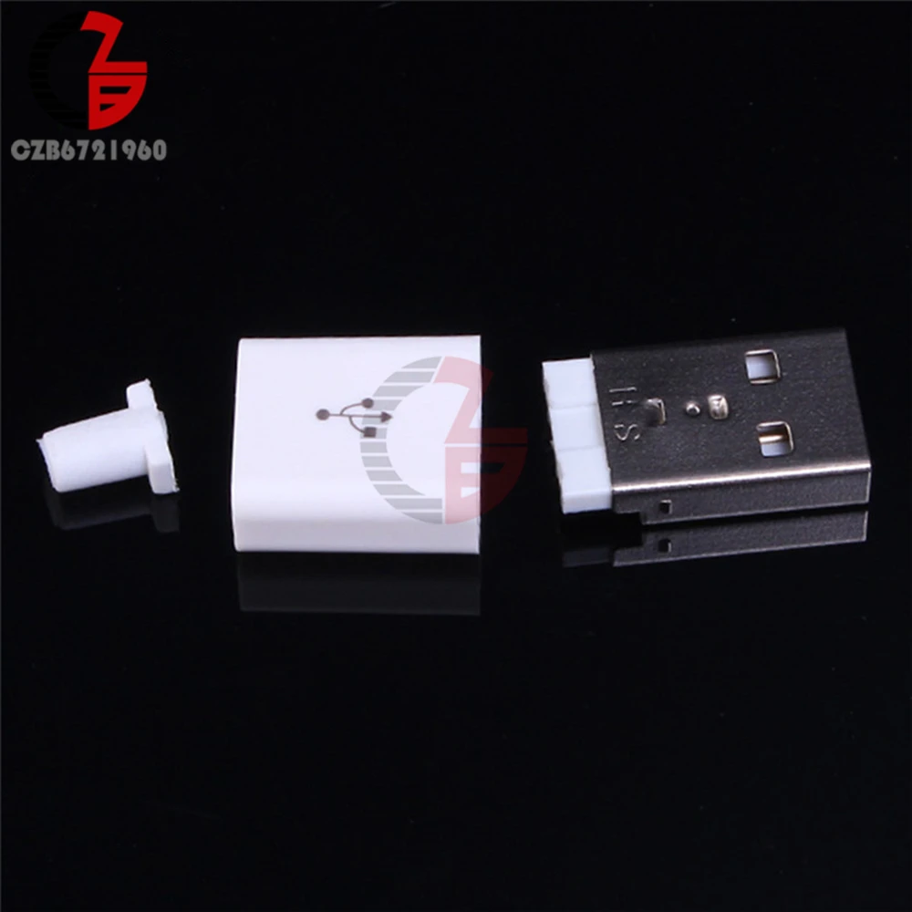 10 шт. Мужской USB разъем комплект 5P USB 2,0 штекер тип-a DIY компоненты белый