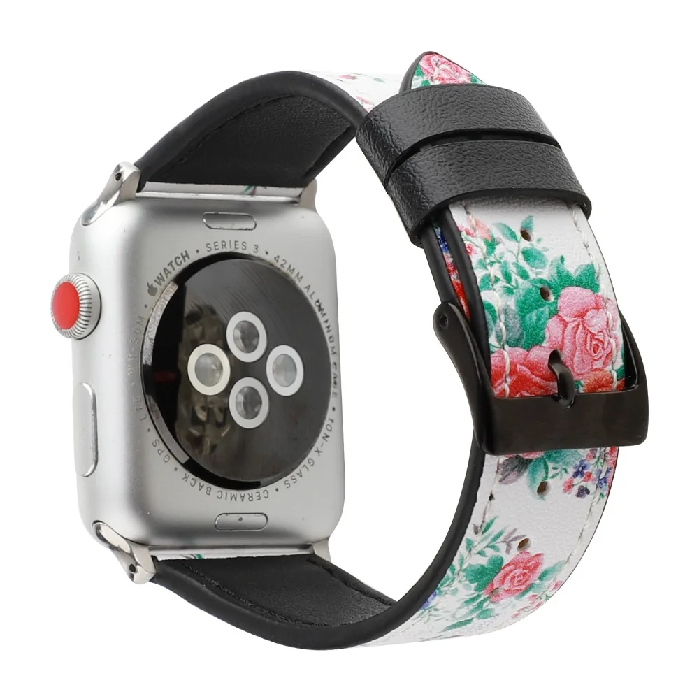 Сельский кожаный ремешок для часов apple watch группы серии 4 3 2 1 цветочный сменный Apple