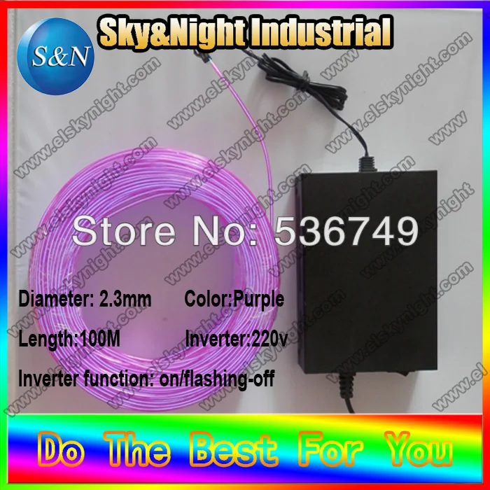 

Ten Colors 100M Flexible Neon Light Glow EL Wire Rope With 220V inverter for home decoration+Free Shipping