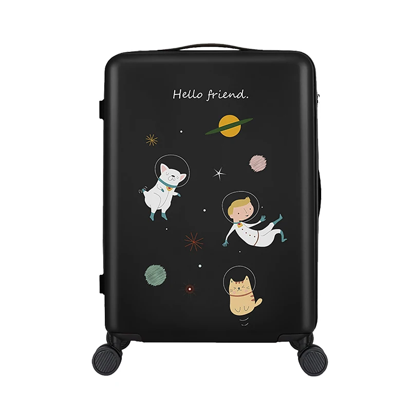 Space Travel AJI космический багажный костюм чехол Caprry Ons чехол на колесиках немой Спиннер колеса TSA замок PC сплав телескопическая ручка 2" 24" A7021 - Цвет: Space Travel