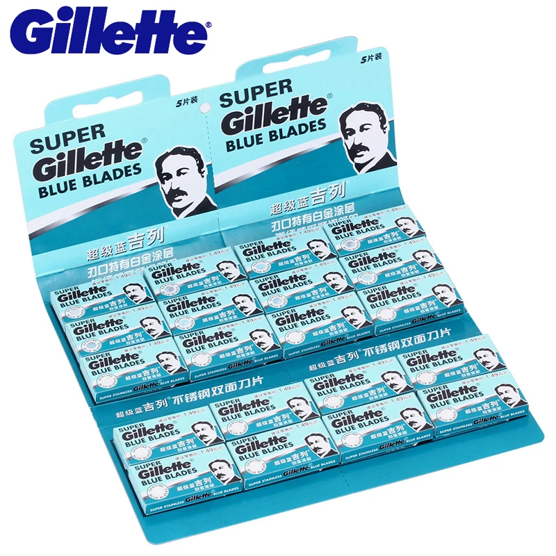 Gillette супер синие бритвенные лезвия для мужчин из нержавеющей стали 5 лезвий x 20