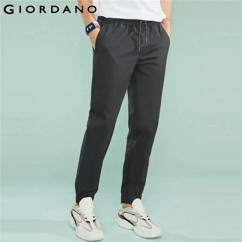 Giordano спортивные брюки с резинкой на талии из натурального хлопка зауженные книзу