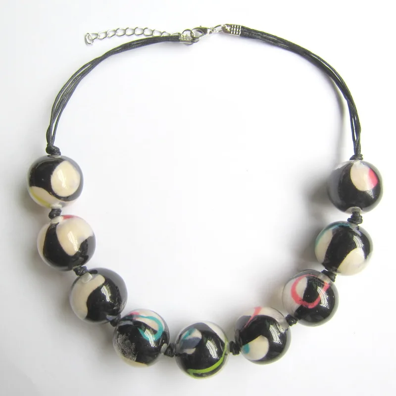 Самый чистый черный и белый круглый европейский шнур с бусинами для женщин|knot