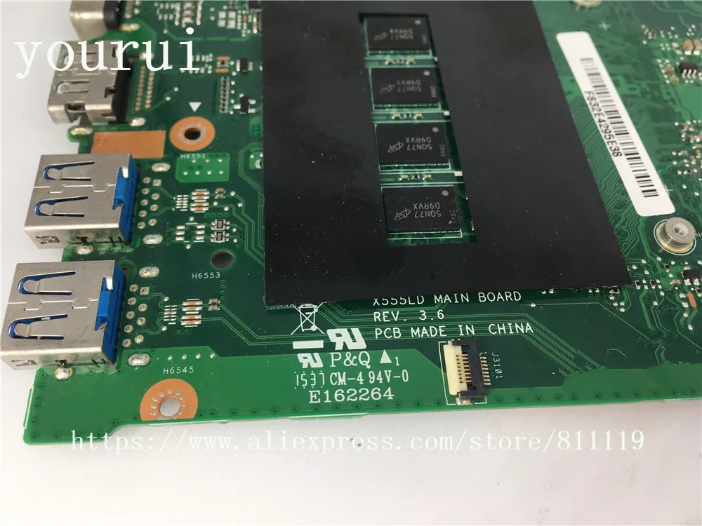 yourui For ASUS original Laptop Motherboard X555L X555LD Mainboard REV 3.6 Processor i5-5200u 4GB RAM integrated 100% Test | Компьютеры и