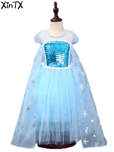 Dress Only Новинка года; костюм Эльзы для девочек; платье для костюмированной вечеринки с париком; корона; волшебная палочка; парик для детей; детское платье принцессы Эльзы; вечерние платья - Цвет: Dress Only